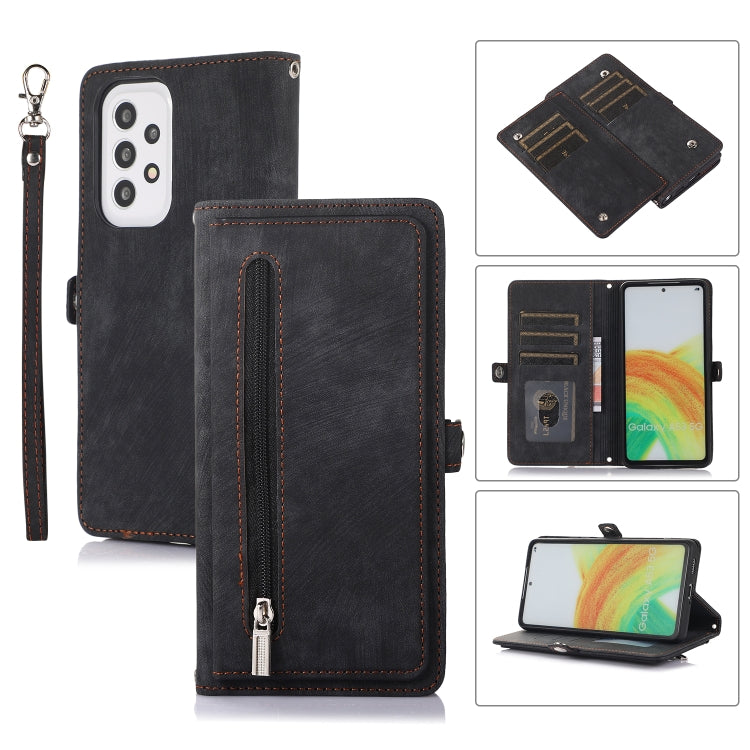 For Samsung Galaxy A23 Zipper Card Slot Buckle Wallet Leather Phone Case(Black) - Galaxy Phone Cases by PMC TechLife | Online Shopping South Africa | PMC TechLife