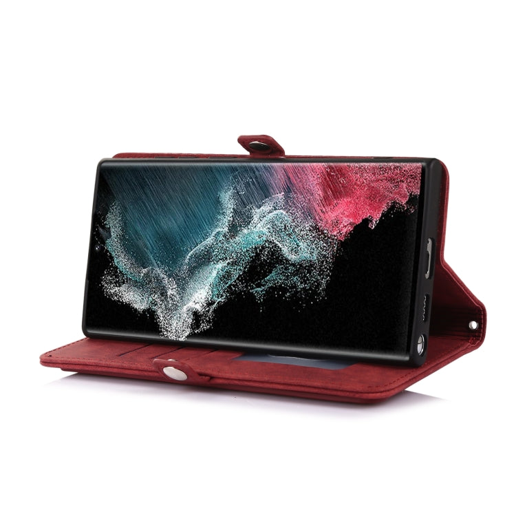 For Samsung Galaxy S22 Ultra 5G Zipper Card Slot Buckle Wallet Leather Phone Case(Red) - Galaxy S22 Ultra 5G Cases by PMC TechLife | Online Shopping South Africa | PMC TechLife