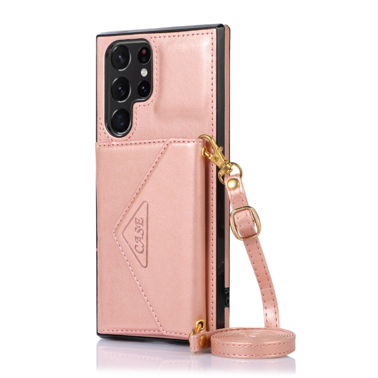 For Samsung Galaxy S23 Ultra 5G Cross-body Wallet Card Bag Leather Phone Case(Rose Gold) - Galaxy S23 Ultra 5G Cases by PMC TechLife | Online Shopping South Africa | PMC TechLife