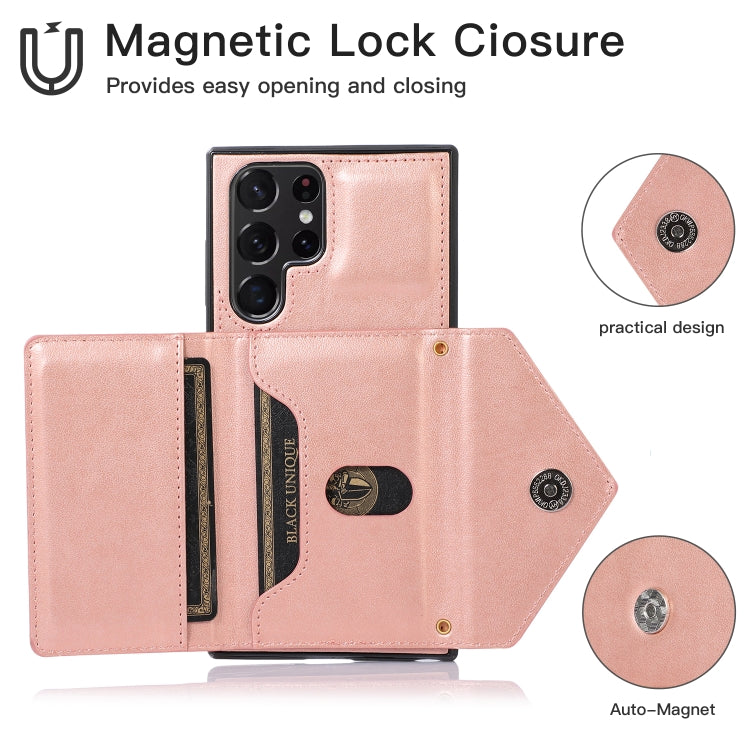 For Samsung Galaxy S23 Ultra 5G Cross-body Wallet Card Bag Leather Phone Case(Rose Gold) - Galaxy S23 Ultra 5G Cases by PMC TechLife | Online Shopping South Africa | PMC TechLife