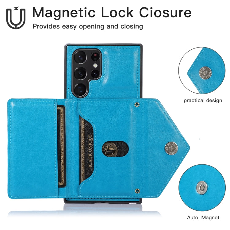 For Samsung Galaxy S23 Ultra 5G Cross-body Wallet Card Bag Leather Phone Case(Blue) - Galaxy S23 Ultra 5G Cases by PMC TechLife | Online Shopping South Africa | PMC TechLife