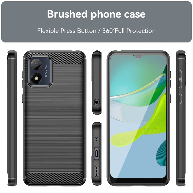 For Motorola Moto E13 Brushed Texture Carbon Fiber TPU Phone Case(Black) - Motorola Cases by PMC TechLife | Online Shopping South Africa | PMC TechLife | Buy Now Pay Later Mobicred