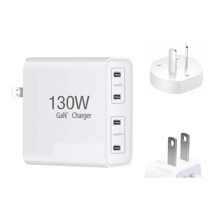 GaN 130W 4-Port USB-C PD65W / PD30W Multi Port Type-C Charger with  1.8m Type-C to MagSafe 1 / L Header Data Cable US / AU Plug - Cable & Adapter by PMC Jewellery | Online Shopping South Africa | PMC Jewellery | Buy Now Pay Later Mobicred