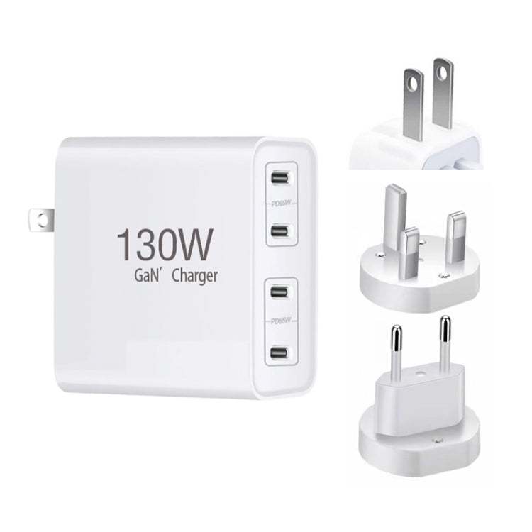GaN 130W 4-Port USB-C PD65W / PD30W Multi Port Type-C Charger with  1.8m Type-C to MagSafe 1 / L Header Data Cable US / EU / UK Plug - Cable & Adapter by PMC Jewellery | Online Shopping South Africa | PMC Jewellery | Buy Now Pay Later Mobicred