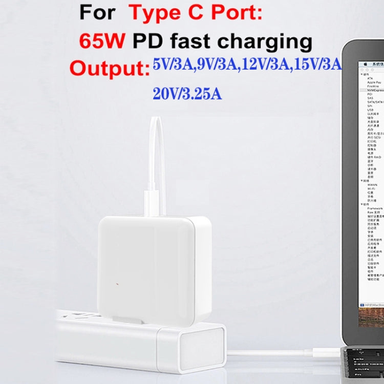 GaN 130W 4-Port USB-C PD65W / PD30W Multi Port Type-C Charger with  1.8m Type-C to MagSafe 2 / T Header Data Cable US Plug - Cable & Adapter by PMC Jewellery | Online Shopping South Africa | PMC Jewellery | Buy Now Pay Later Mobicred