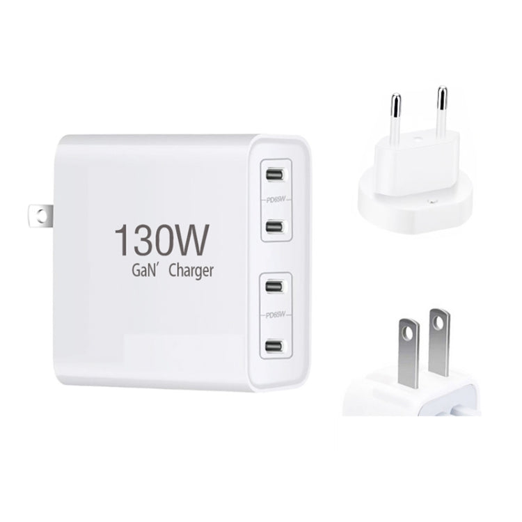 GaN 130W 4-Port USB-C PD65W / PD30W Multi Port Type-C Charger with  1.8m Type-C to MagSafe 2 / T Header Data Cable US / EU Plug - Cable & Adapter by PMC Jewellery | Online Shopping South Africa | PMC Jewellery | Buy Now Pay Later Mobicred