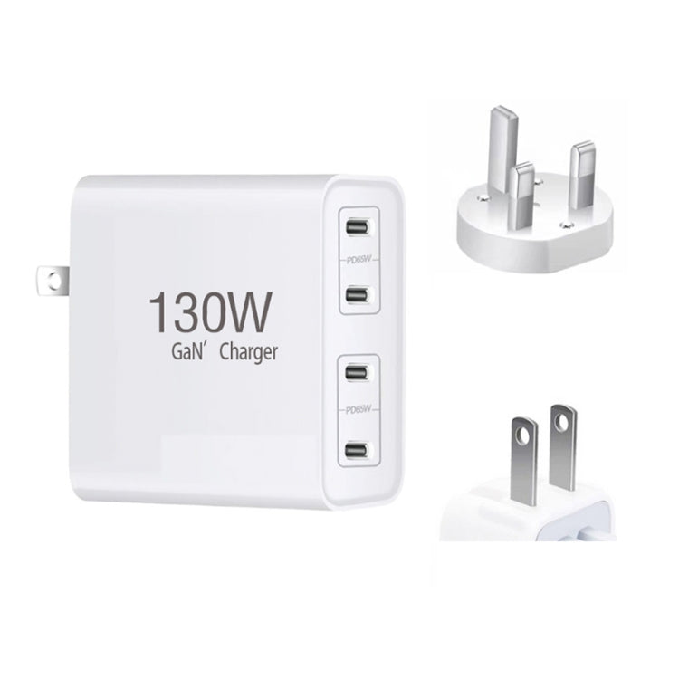 GaN 130W 4-Port USB-C PD65W / PD30W Multi Port Type-C Charger with  1.8m Type-C to MagSafe 2 / T Header Data Cable US / UK Plug - Cable & Adapter by PMC Jewellery | Online Shopping South Africa | PMC Jewellery | Buy Now Pay Later Mobicred