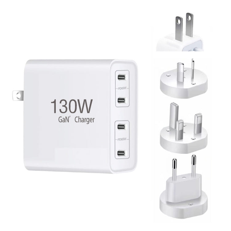 GaN 130W 4-Port USB-C PD65W / PD30W Multi Port Type-C Charger with  1.8m Type-C to MagSafe 2 / T Header Data Cable US / EU / UK / AU Plug - Cable & Adapter by PMC Jewellery | Online Shopping South Africa | PMC Jewellery | Buy Now Pay Later Mobicred