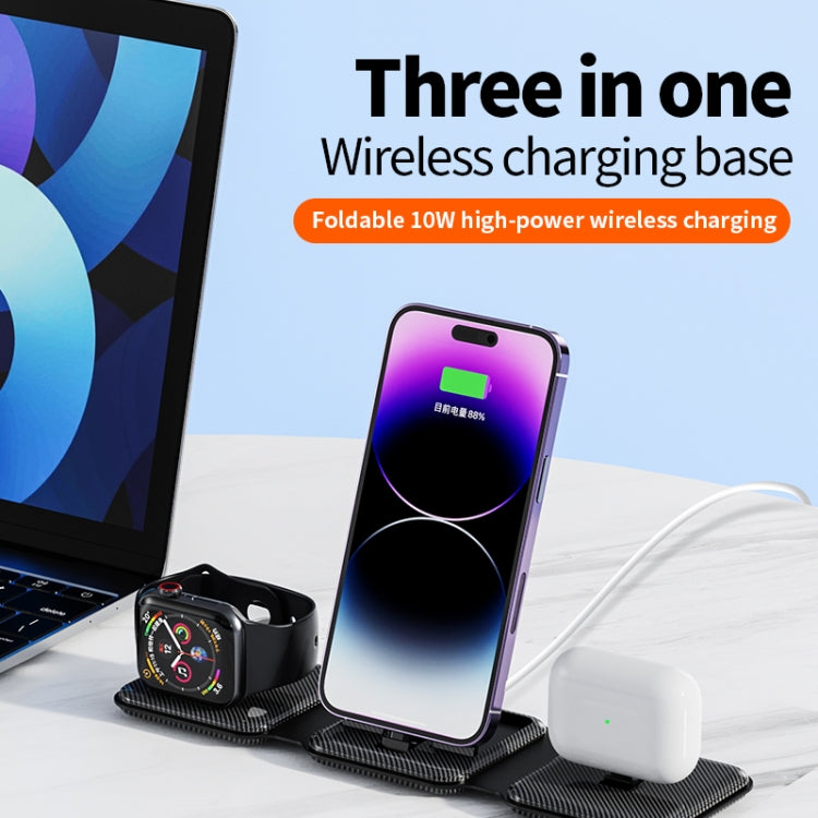 A75 Folding 3 in 1 Wireless Charger Suitable for Apple Watch Mobile Phone Headset(Black) - Wireless Charger by PMC TechLife | Online Shopping South Africa | PMC TechLife