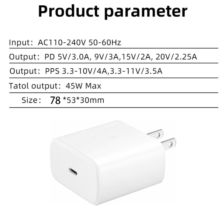 M135 45W USB-C / Type-C Port Fast Charger with 5A Type-C to Type-C Cable, US Plug(White) - USB Charger by PMC TechLife | Online Shopping South Africa | PMC TechLife | Buy Now Pay Later Mobicred
