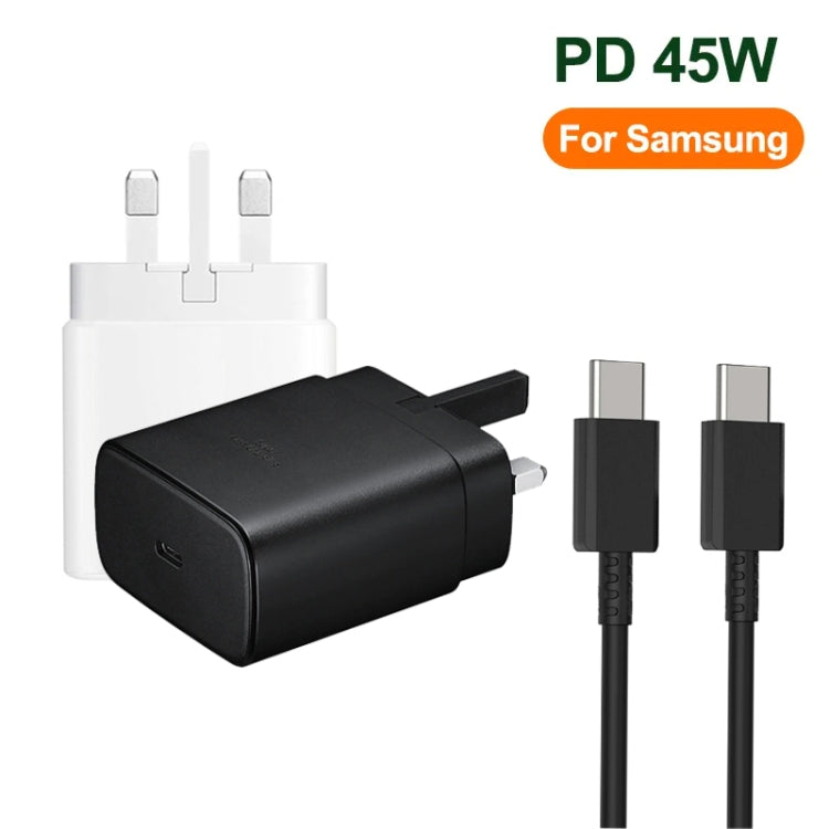 M135 45W USB-C / Type-C Port Fast Charger with 5A Type-C to Type-C Cable, UK Plug(Black) - USB Charger by PMC TechLife | Online Shopping South Africa | PMC TechLife | Buy Now Pay Later Mobicred