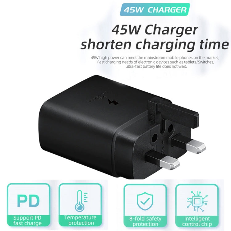 M135 45W USB-C / Type-C Port Fast Charger with 5A Type-C to Type-C Cable, UK Plug(Black) - USB Charger by PMC TechLife | Online Shopping South Africa | PMC TechLife | Buy Now Pay Later Mobicred