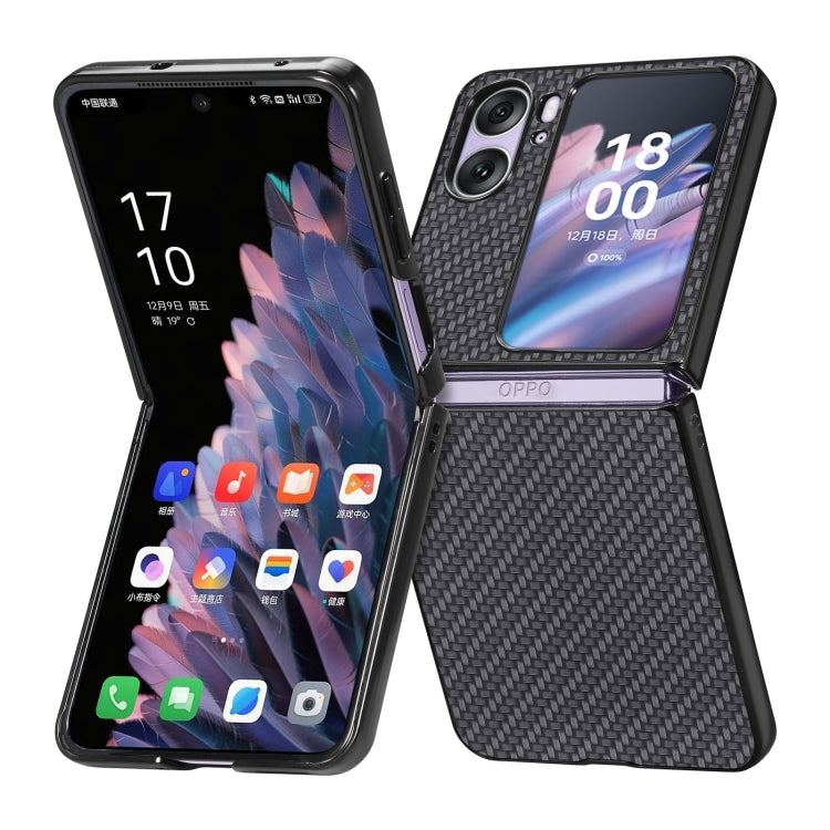 For OPPO Find N2 Flip Carbon Fiber Texture Leather Back Cover Phone Case(Black) - Find N2 Flip Cases by PMC TechLife | Online Shopping South Africa | PMC TechLife