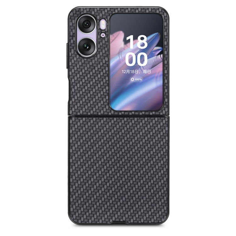 For OPPO Find N2 Flip Carbon Fiber Texture Leather Back Cover Phone Case(Black) - Find N2 Flip Cases by PMC TechLife | Online Shopping South Africa | PMC TechLife