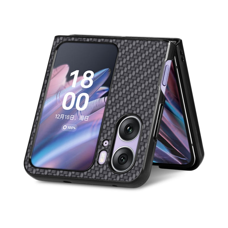 For OPPO Find N2 Flip Carbon Fiber Texture Leather Back Cover Phone Case(Black) - Find N2 Flip Cases by PMC TechLife | Online Shopping South Africa | PMC TechLife