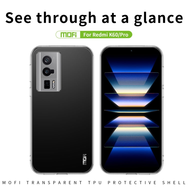 For Xiaomi Redmi K60 / K60 Pro MOFI Ming Series Ultra-thin TPU Phone Case(Transparent) - Xiaomi Cases by MOFI | Online Shopping South Africa | PMC TechLife