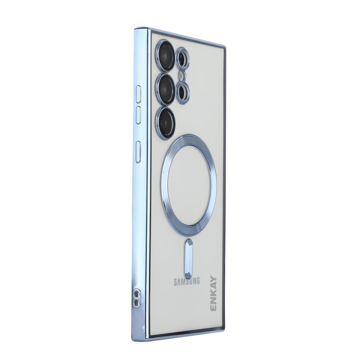 For Samsung Galaxy S22 Ultra 5G ENKAY Electroplated MagSafe Shockproof TPU Phone Case with Lens Film(Light Blue) - Galaxy S22 Ultra 5G Cases by ENKAY | Online Shopping South Africa | PMC TechLife | Buy Now Pay Later Mobicred