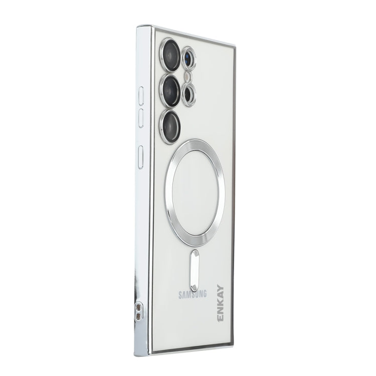 For Samsung Galaxy S23 Ultra 5G ENKAY Electroplated MagSafe Shockproof TPU Phone Case with Lens Film(Silver) - Galaxy S23 Ultra 5G Cases by ENKAY | Online Shopping South Africa | PMC TechLife