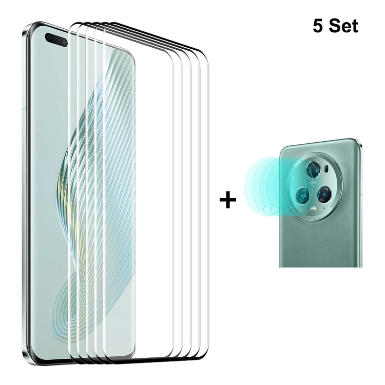 For Honor Magic5 Pro 5pcs ENKAY 3D Hot Bending Edge Glue Tempered Glass Full Film with Lens Film - Honor Tempered Glass by ENKAY | Online Shopping South Africa | PMC TechLife | Buy Now Pay Later Mobicred