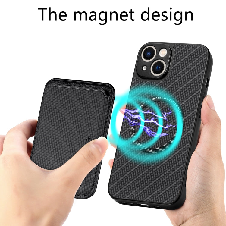 For iPhone 14 Pro Max Carbon Fiber Leather Card Magsafe Magnetic Phone Case(Black) - iPhone 14 Pro Max Cases by PMC TechLife | Online Shopping South Africa | PMC TechLife | Buy Now Pay Later Mobicred