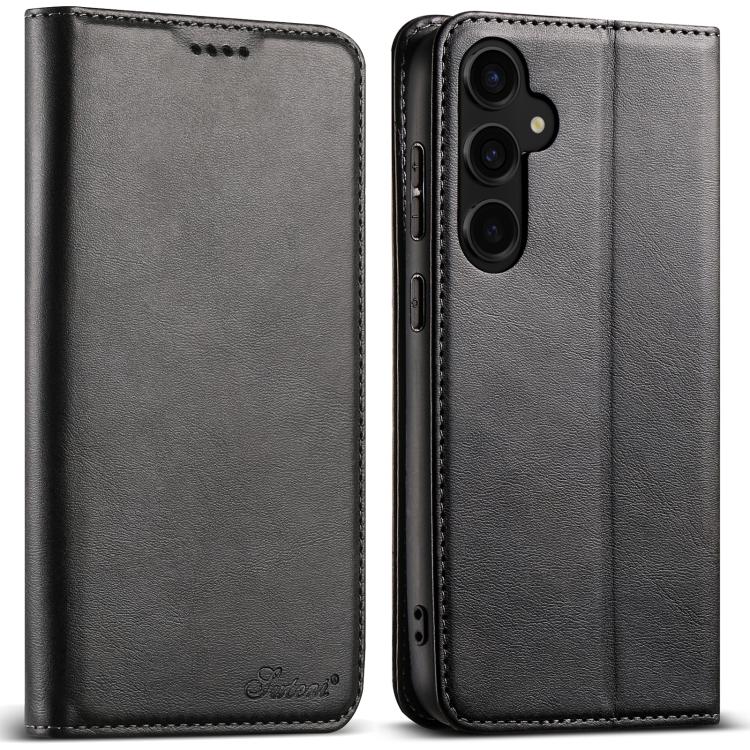 For Samsung Galaxy S25+ 5G Suteni Calf Texture Horizontal Flip Leather Phone Case(Black) - Galaxy S25+ 5G Cases by Suteni | Online Shopping South Africa | PMC TechLife | Buy Now Pay Later Mobicred