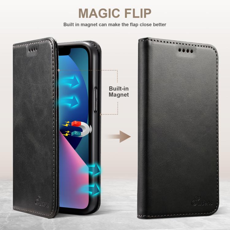 For Samsung Galaxy S25+ 5G Suteni Calf Texture Horizontal Flip Leather Phone Case(Black) - Galaxy S25+ 5G Cases by Suteni | Online Shopping South Africa | PMC TechLife | Buy Now Pay Later Mobicred