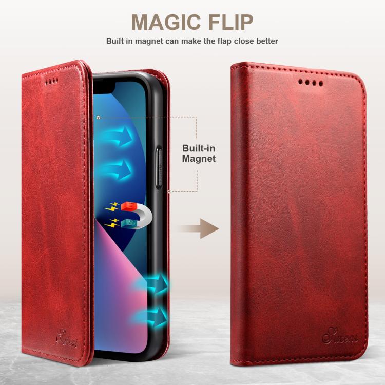 For Samsung Galaxy S25+ 5G Suteni Calf Texture Horizontal Flip Leather Phone Case(Red) - Galaxy S25+ 5G Cases by Suteni | Online Shopping South Africa | PMC TechLife | Buy Now Pay Later Mobicred