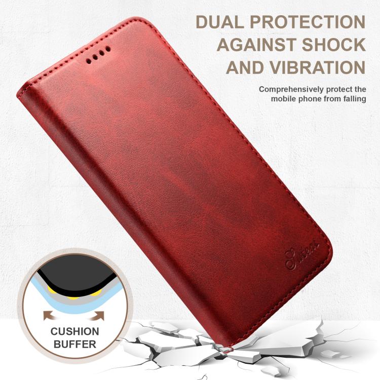 For Samsung Galaxy S25 5G Suteni Calf Texture Horizontal Flip Leather Phone Case(Red) - Galaxy S25 5G Cases by Suteni | Online Shopping South Africa | PMC TechLife | Buy Now Pay Later Mobicred