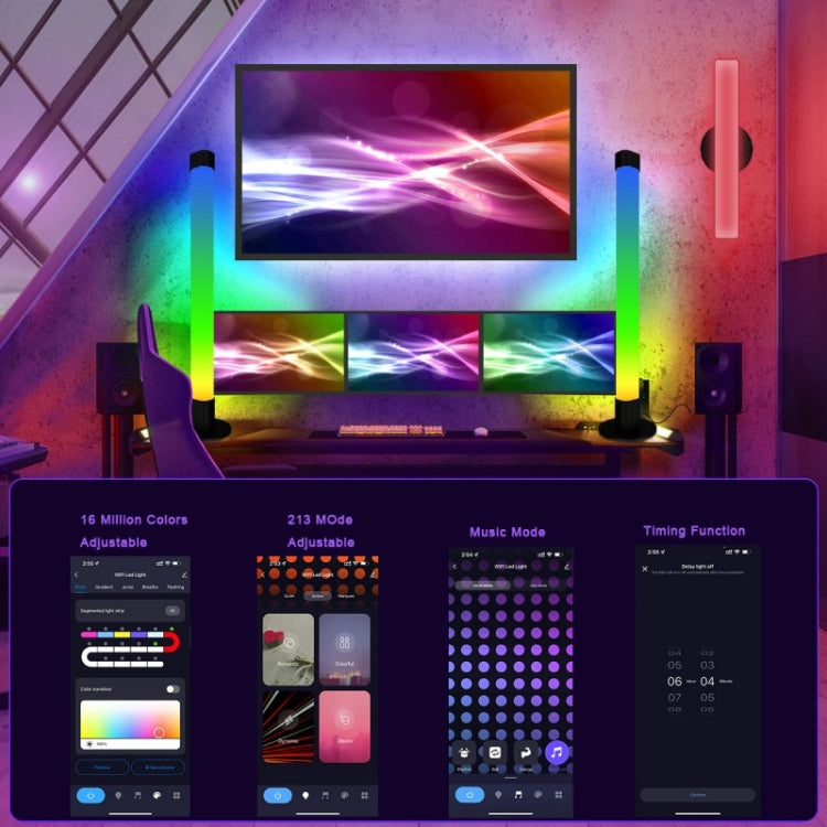 SAL006BS 2 LED Light Tube Music Synchronization WiFi Smart Night Light - Novelty Lighting by PMC TechLife | Online Shopping South Africa | PMC TechLife | Buy Now Pay Later Mobicred