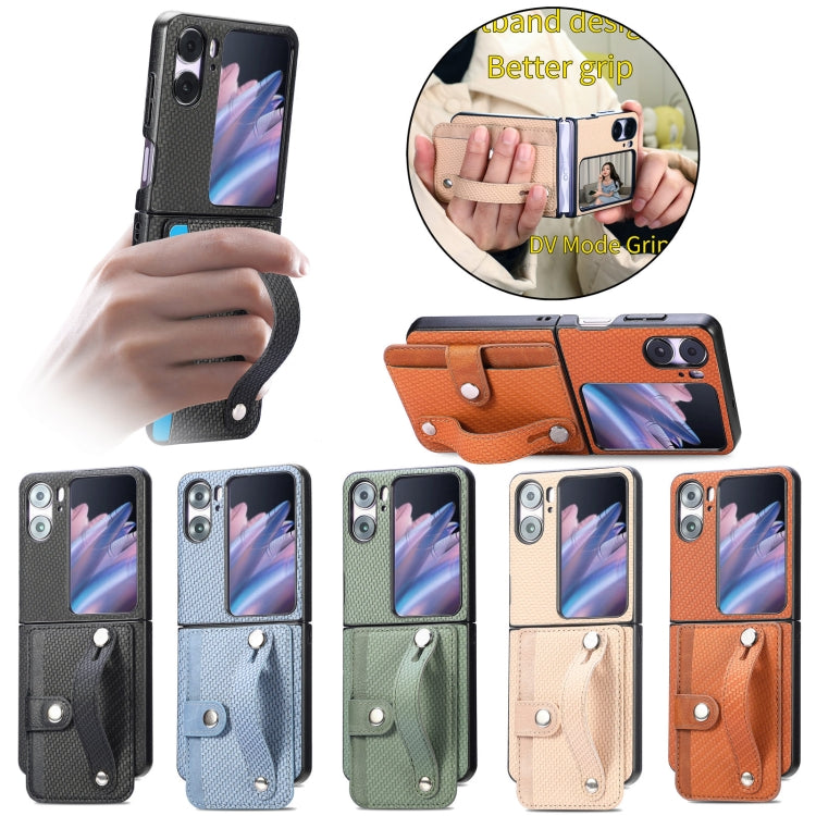 For OPPO Find N2 Flip Wristband Kickstand Card Wallet Back Cover Phone Case(Green) - Find N2 Flip Cases by PMC TechLife | Online Shopping South Africa | PMC TechLife