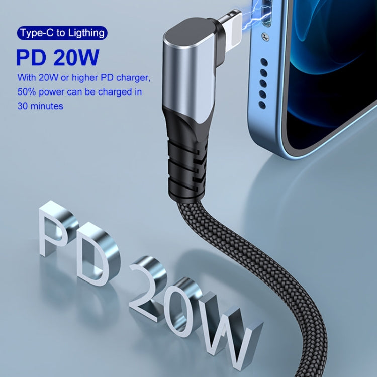 ENKAY Hat-Prince PD 20W Type-C to 8 Pin Dual Elbow Fast Charging Data Cable, Length:1m(Silver) - free shipping - PMC Jewellery - Order now!