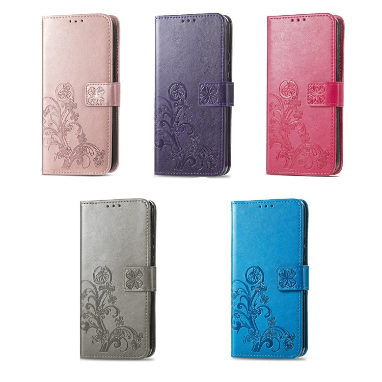 For Xiaomi Redmi Note 13 Pro+ Four-leaf Clasp Embossed Leather Phone Case(Blue) - Note 13 Pro+ Cases by PMC TechLife | Online Shopping South Africa | PMC TechLife | Buy Now Pay Later Mobicred