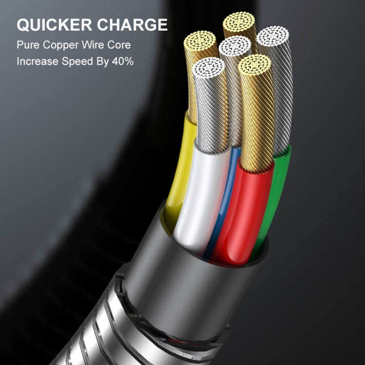 ENKAY ENK-CB131 USB to 8 Pin Carbon Steel Hose Spring 2.4A Fast Charging Data Cable, Length:1m(Black) - free shipping - PMC Jewellery - Order now!