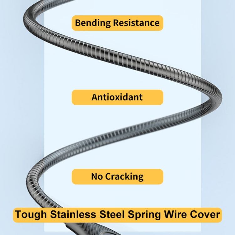 ENKAY ENK-CB131 USB to 8 Pin Carbon Steel Hose Spring 2.4A Fast Charging Data Cable, Length:2m(Silver) - free shipping - PMC Jewellery - Order now!