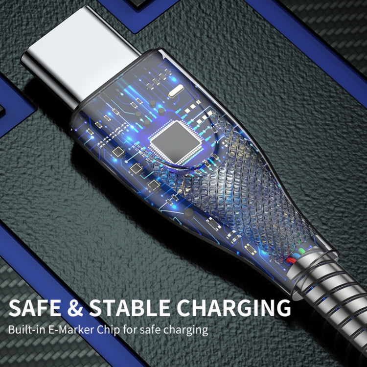 ENKAY ENK-CB132 USB to USB-C / Type-C Carbon Steel Hose Spring 6A Supper Fast Charging Data Cable, Length:2m(Black) - USB-C & Type-C Cable by ENKAY | Online Shopping South Africa | PMC TechLife | Buy Now Pay Later Mobicred