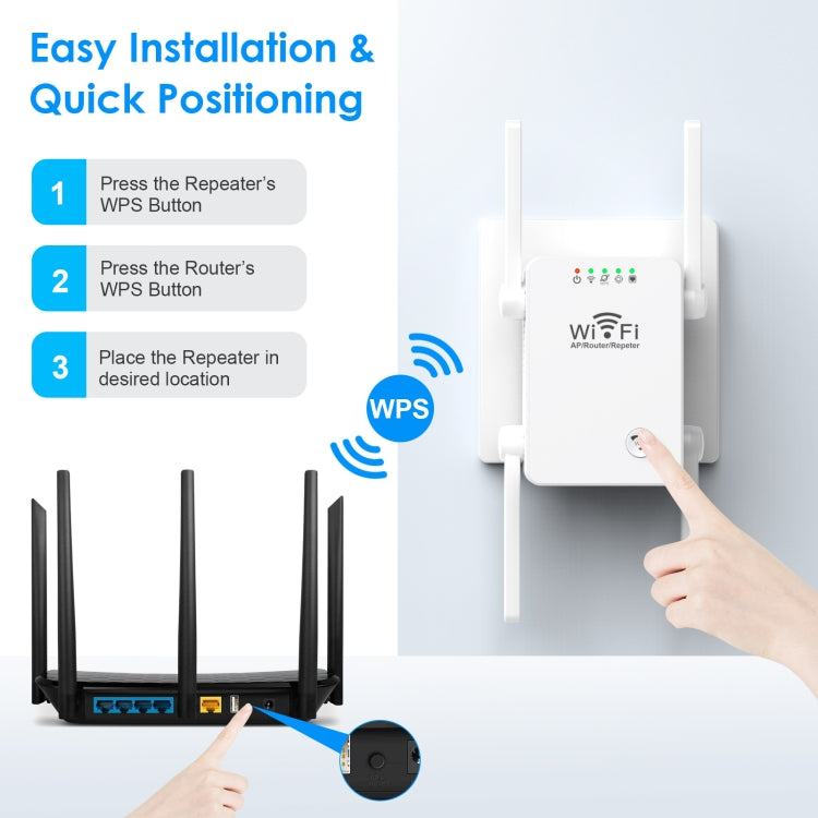 U8 300Mbps Wireless WiFi Repeater Extender Router Wi-Fi Signal Amplifier WiFi Booster(EU Plug) - Broadband Amplifiers by PMC Jewellery | Online Shopping South Africa | PMC Jewellery | Buy Now Pay Later Mobicred