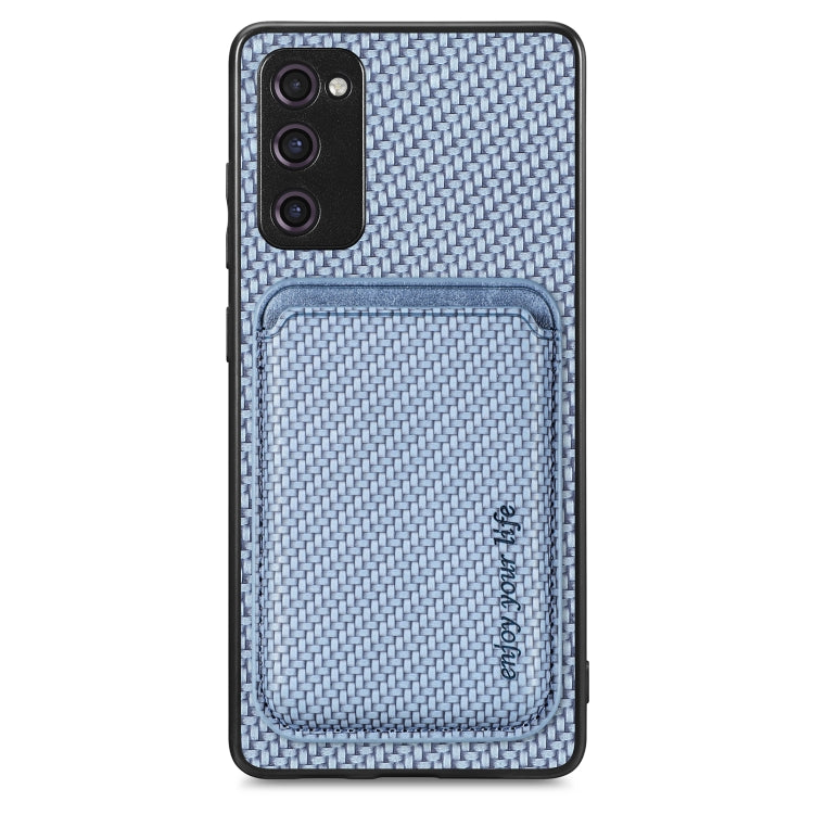 For Samsung Galaxy S20 FE Carbon Fiber Leather Card Magsafe Magnetic Phone Case(Blue) - Galaxy S20 FE Cases by PMC TechLife | Online Shopping South Africa | PMC TechLife