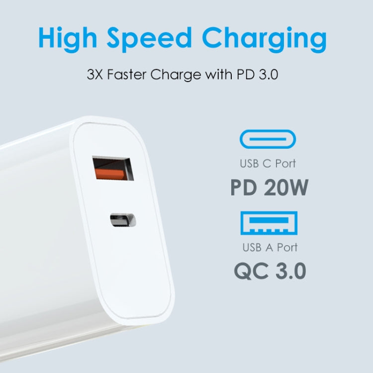 NORTHJO NOPD2002 PD20W USB-C/Type-C + QC 3.0 USB Dual Ports Fast Charger, UK Plug(White) - free shipping - PMC Jewellery - Order now!
