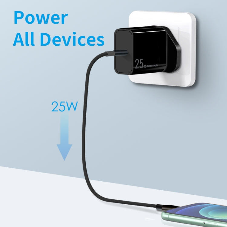 NORTHJO NOPD2501 PD 25W USB-C / Type-C Single Port Fast Charger, Plug Type:UK Plug(Black) - free shipping - PMC Jewellery - Order now!