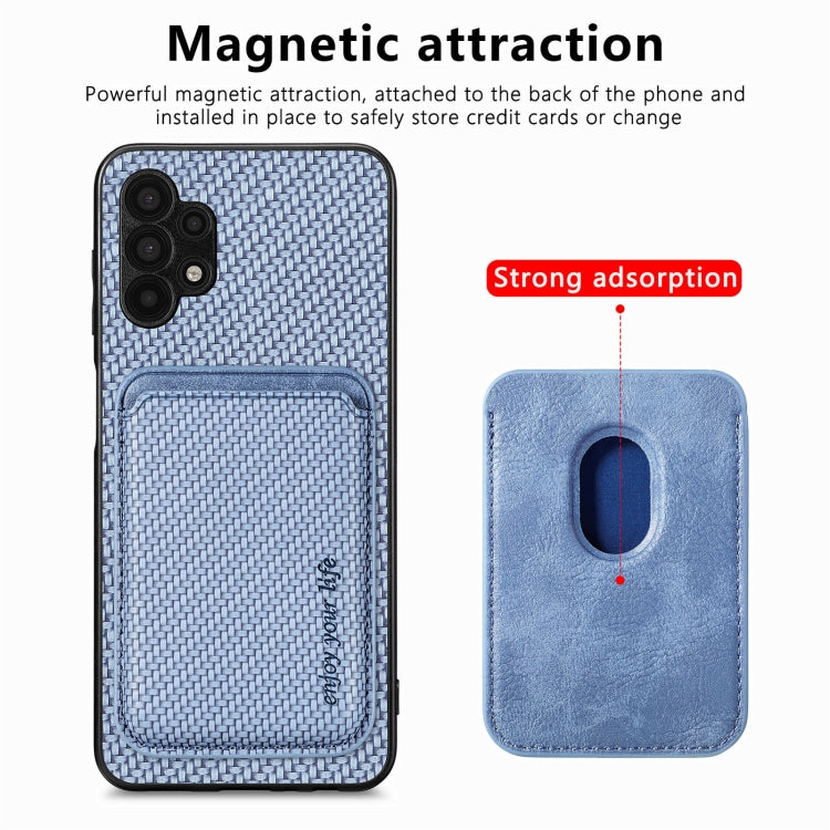 For Samsung Galaxy A32 5G Carbon Fiber Leather Card Magsafe Magnetic Phone Case(Blue) - free shipping - PMC TechLife - Order now!