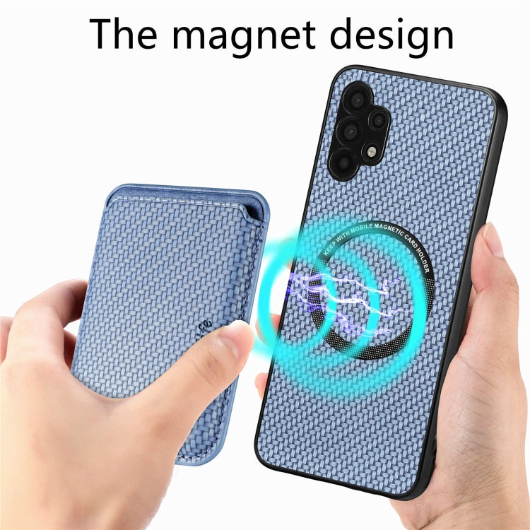 For Samsung Galaxy A32 5G Carbon Fiber Leather Card Magsafe Magnetic Phone Case(Blue) - free shipping - PMC TechLife - Order now!