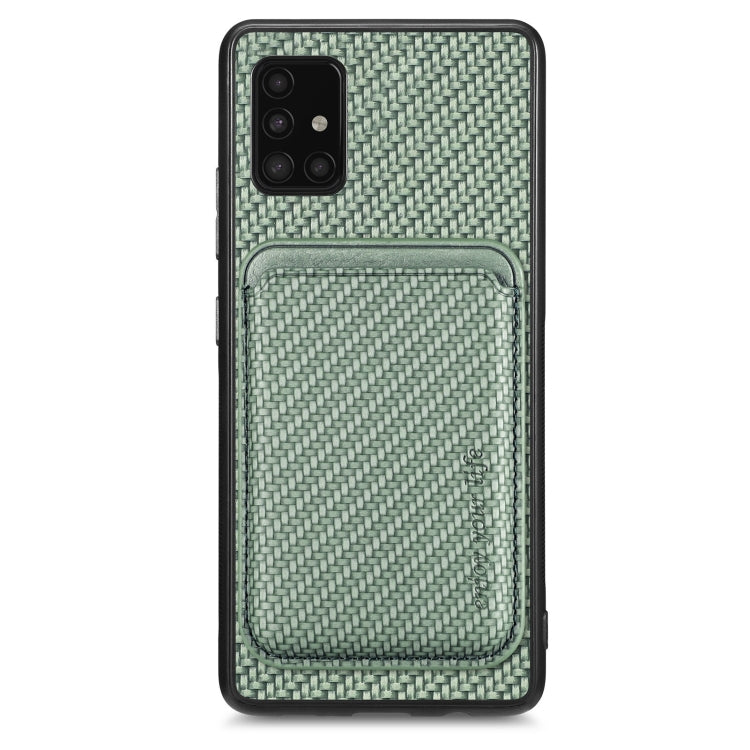 For Samsung Galaxy A51 5G Carbon Fiber Leather Card Magsafe Magnetic Phone Case(Green) - Galaxy Phone Cases by PMC TechLife | Online Shopping South Africa | PMC TechLife | Buy Now Pay Later Mobicred