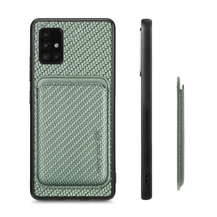 For Samsung Galaxy A51 5G Carbon Fiber Leather Card Magsafe Magnetic Phone Case(Green) - Galaxy Phone Cases by PMC TechLife | Online Shopping South Africa | PMC TechLife | Buy Now Pay Later Mobicred