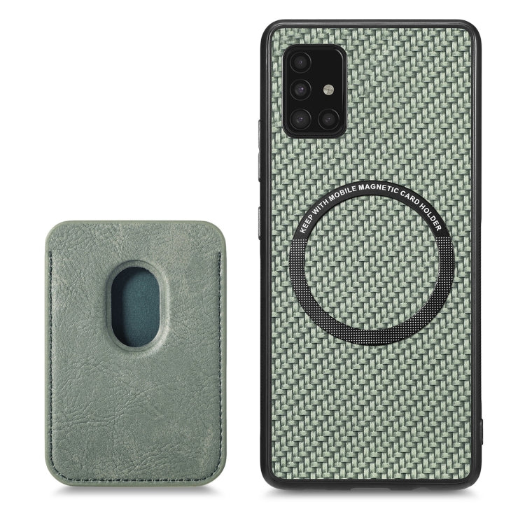 For Samsung Galaxy A51 5G Carbon Fiber Leather Card Magsafe Magnetic Phone Case(Green) - Galaxy Phone Cases by PMC TechLife | Online Shopping South Africa | PMC TechLife | Buy Now Pay Later Mobicred