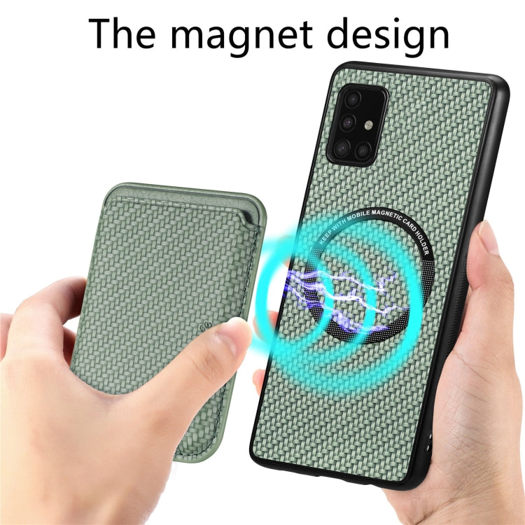 For Samsung Galaxy A51 5G Carbon Fiber Leather Card Magsafe Magnetic Phone Case(Green) - Galaxy Phone Cases by PMC TechLife | Online Shopping South Africa | PMC TechLife | Buy Now Pay Later Mobicred