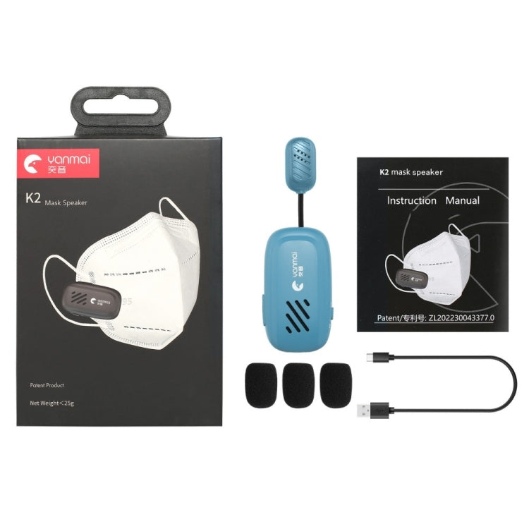 Yanmai K2 Portable Mini Wireless Bluetooth Lapel Microphone(Blue) - Microphone by Yanmai | Online Shopping South Africa | PMC TechLife | Buy Now Pay Later Mobicred
