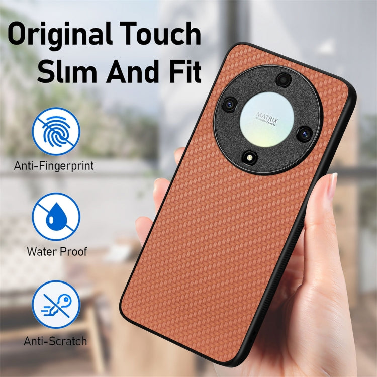 For Honor X9A Carbon Fiber Texture Leather Back Cover Phone Case(Black) - Honor Cases by PMC TechLife | Online Shopping South Africa | PMC TechLife