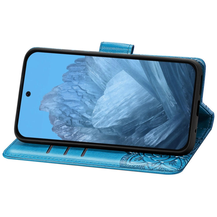 For Google Pixel 9 Butterfly Love Flower Embossed Leather Phone Case(Blue) - Google Cases by PMC TechLife | Online Shopping South Africa | PMC TechLife | Buy Now Pay Later Mobicred