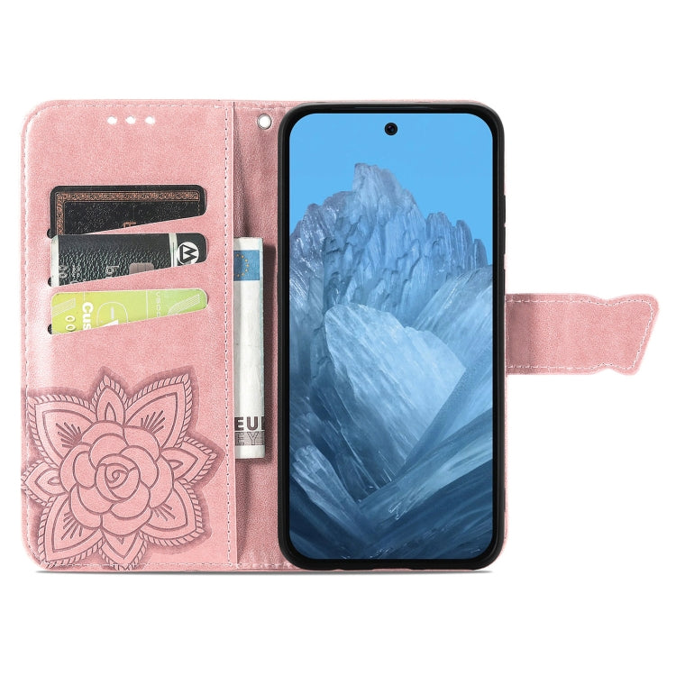 For Google Pixel 9 Butterfly Love Flower Embossed Leather Phone Case(Rose Gold) - Google Cases by PMC TechLife | Online Shopping South Africa | PMC TechLife | Buy Now Pay Later Mobicred