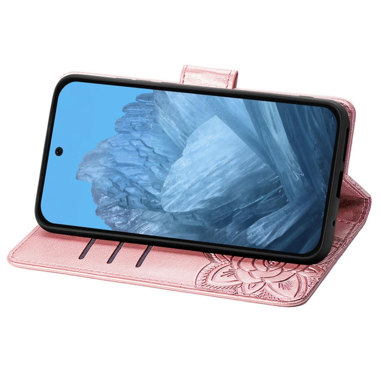 For Google Pixel 9 Butterfly Love Flower Embossed Leather Phone Case(Rose Gold) - Google Cases by PMC TechLife | Online Shopping South Africa | PMC TechLife | Buy Now Pay Later Mobicred